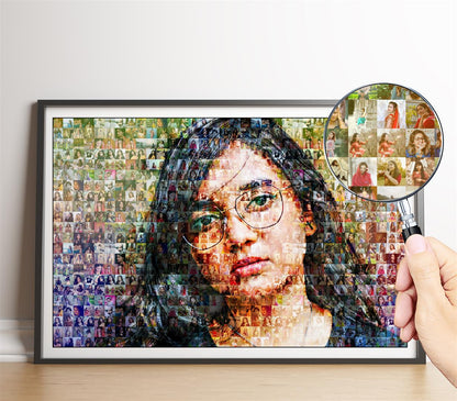 Personalized photo collage featuring a stunning mosaic art photo frame