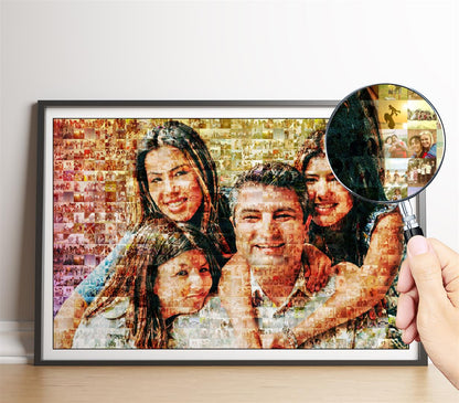 Personalized photo collage featuring mosaic picture frames