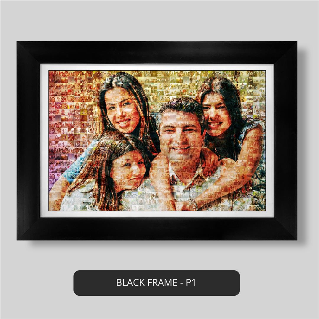 Custom family portrait and personalized family gifts: Mosaic picture frames