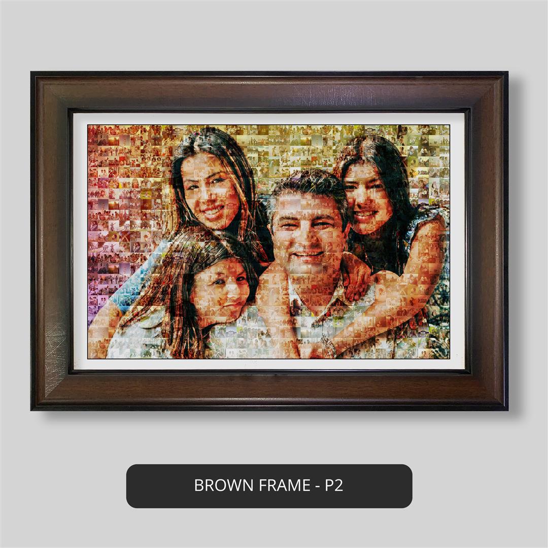 Best personalized family gifts: Custom family portrait in mosaic frame