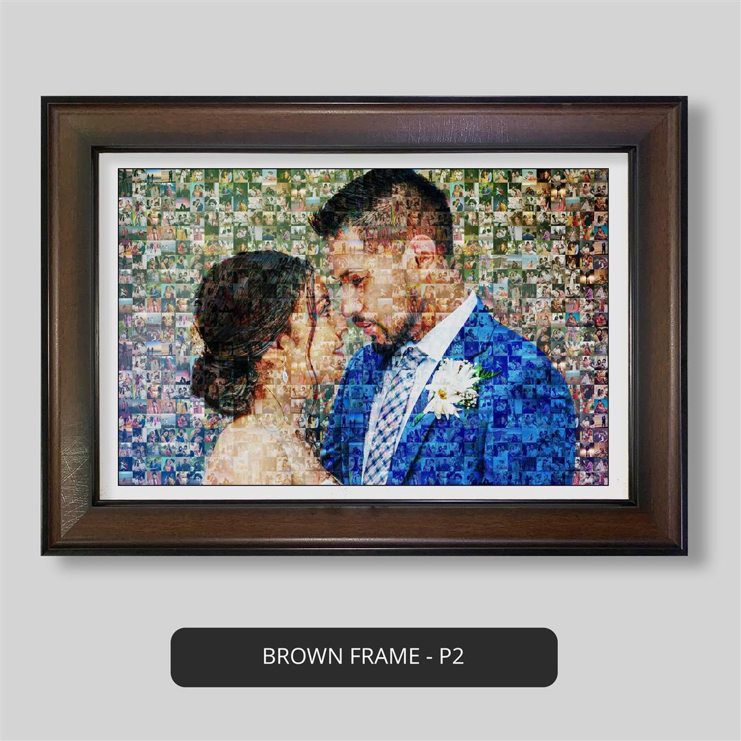 Unique gift for newly married couple: Cute couple photo mosaic