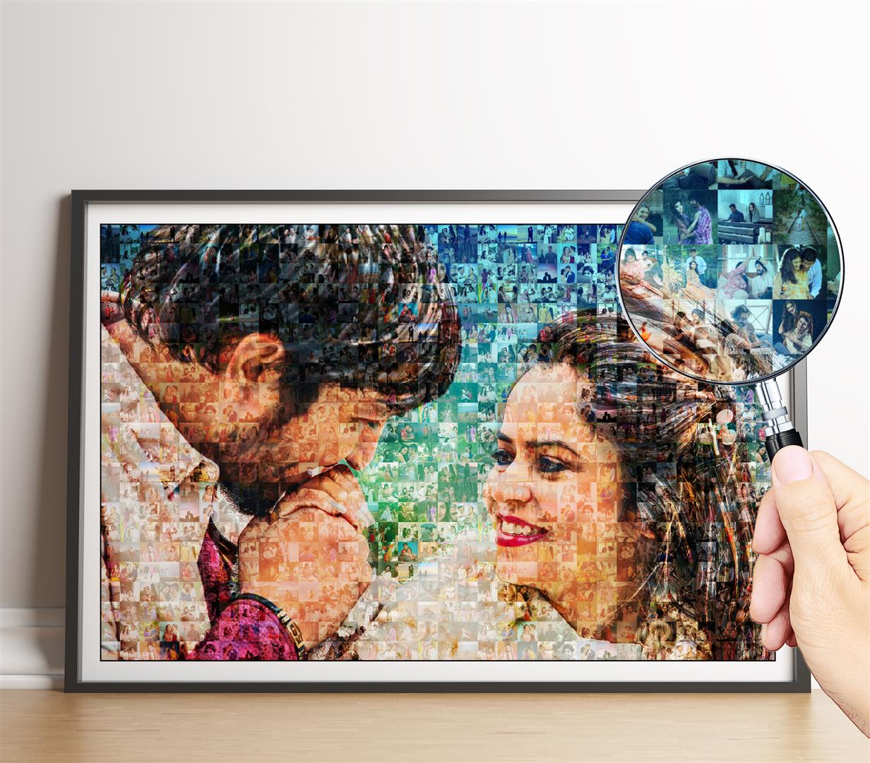 Photo mosaic gift featuring unique wedding gifts for couples